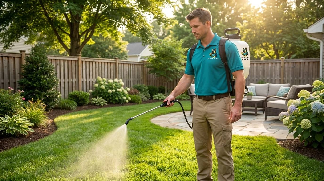 Pet-safe deodorizer treatment for dog-friendly yards Doggy Scoop deodorizer treatment for a fresh yard